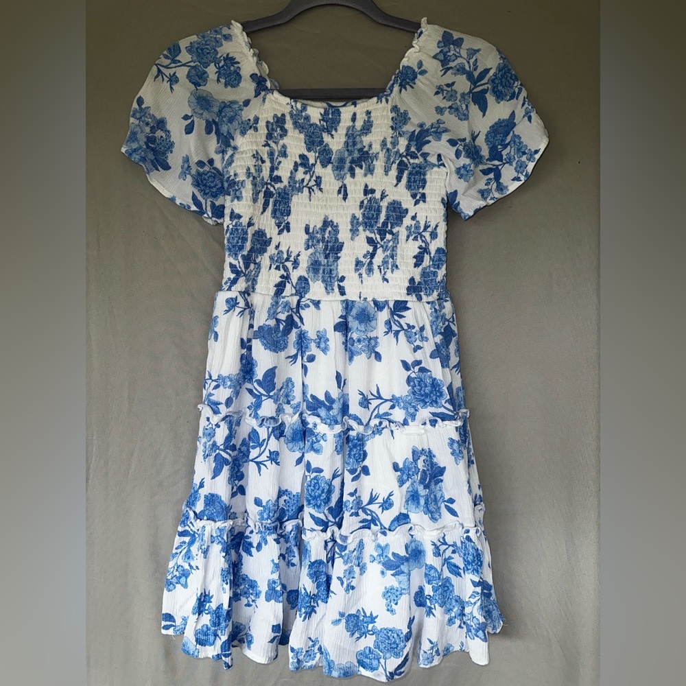 Floral Blue Girls Dress 10/12